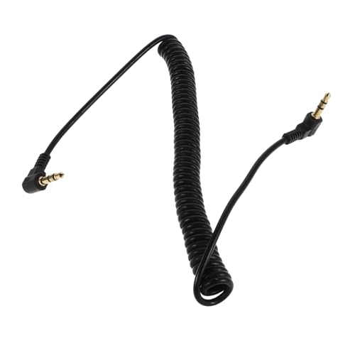 Coiled 3.5mm Audio Cable Right Angle for Headphones Speakers and Home Theater Devices Sturdy Stereo AUX Cable with Dual Bend Design