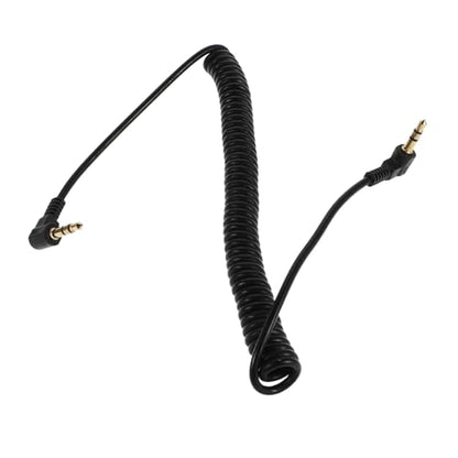 Coiled 3.5mm Audio Cable Right Angle for Headphones Speakers and Home Theater Devices Sturdy Stereo AUX Cable with Dual Bend Design