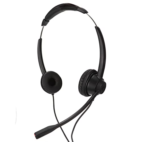 Sanpyl Telephone Headset with Microphone Noise Canceling, Wired Binaural Headsets with 2.5mm Plug and Volume Control, Corded Headphones with Mic for Call Center, Business