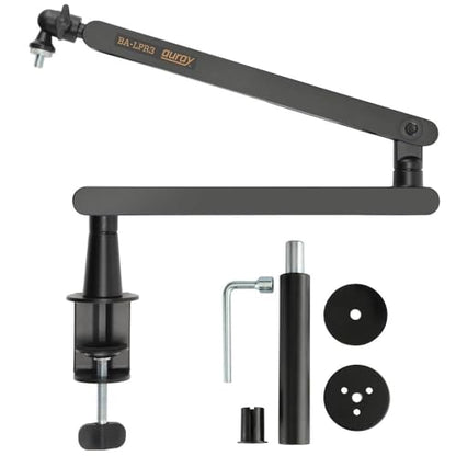Low-Profile Broadcast Arm w 6" Riser, Supports Mics & Cameras up to 4.4 lbs | 360° Rotatable Adjustable Foldable Microphone Low Arm Desk Mount for Podcast/Streaming/Gaming/Radio Studio by AURAY