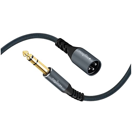 Twozoh Short XLR Male to 1/4 TRS Stereo Audio Cable 1FT, Braided Jack 6.35mm to XLR Male 3Pin Guitar Cable (Professional/HiFi) - color: 1/4 to XLR Male, size: 1FT