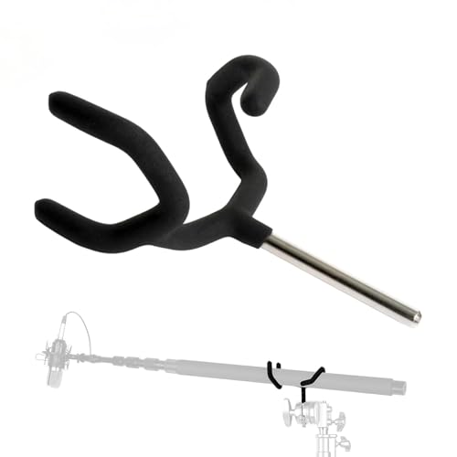 Metal Microphone Boom Pole Support Holder for C-Stands and Mic Stands,Non-Slip Matte Cradle Mount for Mic and Audio Equipment Fits Grip Head