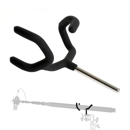 Metal Microphone Boom Pole Support Holder for C-Stands and Mic Stands,Non-Slip Matte Cradle Mount for Mic and Audio Equipment Fits Grip Head