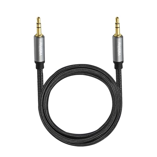 RIVIERA 6.0FT/1.8M Audio Cable 3.5mm 1/8" TRS to 3.5mm 1/8" TRS Braided Sheild Pure Copper Wire and 24K Gold Plated Low Noise Cable with Braided Nylon Jacket for Digital Players & Musical Instruments - color: Dual 1/8 TRS Black, size: 6FT/1.8M