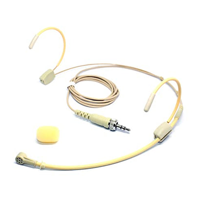 6028 Headset Headworn Microphone - 3.5mm Thread Screw Lock for Sennheiser Wireless Bodypack Transmitter – Beige Uni-Directional