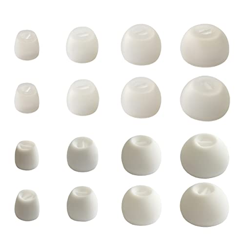 Universal Replacement Ear Tips XS/S/M/L, Extra Small Silicone Earbuds Tips | 8 Pairs White, Soft Silicone In-Ear Earphone Replacement Accessories - color: Sennheiser - White