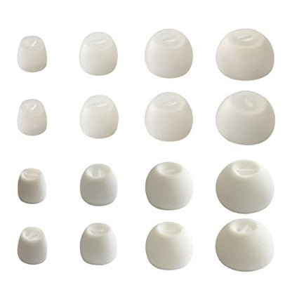 Universal Replacement Ear Tips XS/S/M/L, Extra Small Silicone Earbuds Tips | 8 Pairs White, Soft Silicone In-Ear Earphone Replacement Accessories - color: Sennheiser - White