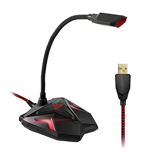 Microphone for Computer, USB Microphone with Mute Button, Desktop PC Mic Gooseneck Design with Headphone Monitoring Jack for PC,Laptop,Gaming Recording