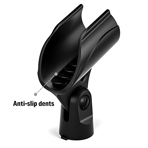Moukey Microphone Mic Clip Holder for Mic Stand with 5/8" Male to 3/8" Female Adapter, 2-Pack
