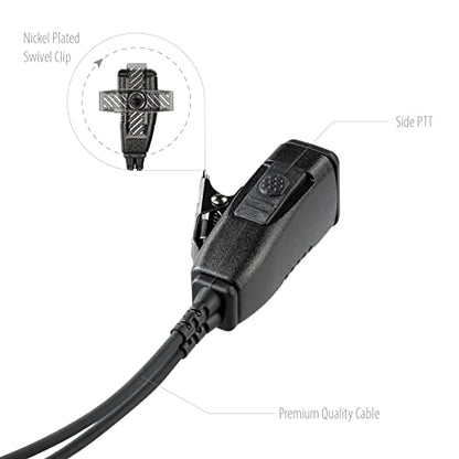 10 Pack BDS15-Y2 D-Shape Style Earphone with PTT MIC for Motorola Vertex Standard VX-6E VX-120 FT-270R VX-7R FT-277R - size: 10 Pieces
