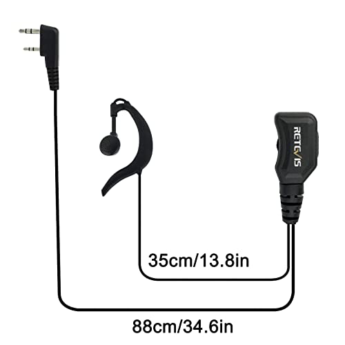 Retevis Walkie Talkie Earpiece with Mic, G Shape, for RT22/RT68/RT21/H777 | Volume Adjust, 2 Pin Compatible with Baofeng, Pxton, Kenwood Two Way Radios, 2 Way Radio Earpiece, Retails, Schools(10 Pack) - style: Volume Adjustable
