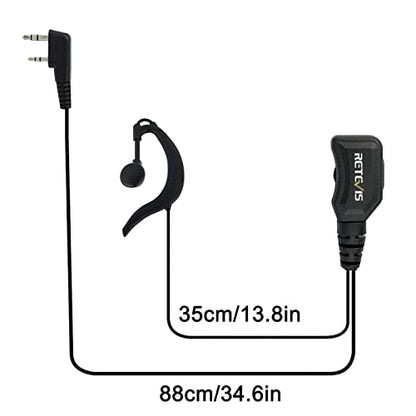 Retevis Walkie Talkie Earpiece with Mic, G Shape, for RT22/RT68/RT21/H777 | Volume Adjust, 2 Pin Compatible with Baofeng, Pxton, Kenwood Two Way Radios, 2 Way Radio Earpiece, Retails, Schools(10 Pack) - style: Volume Adjustable