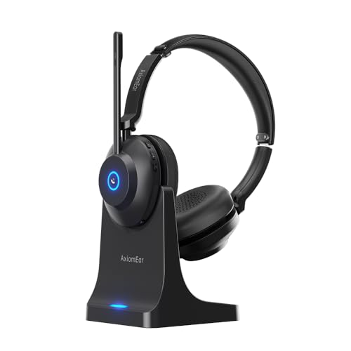 Bluetooth Wireless Headset with Mic for Work, Advanced Noise Reduction Microphone, Clear Calls - Comfortable On-Ear Headphones, Bluetooth 5.3, Applicable to PC, Zoom(Without USB Dongle) - color: Black