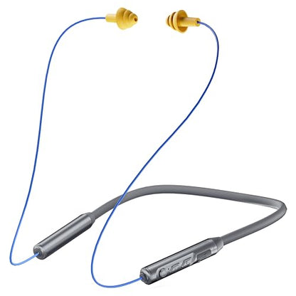 MIPEACE Bluetooth Earplug Headphones, Neckband Wireless Earbuds earplugs-29db Noise Reduction isolating in-Ear earplug Earphones with Controls,IPX5 sweatproof,19+Hour Battery(Gray) - color: Gray