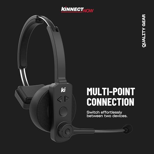 Kinnect Edge Bluetooth Wireless Headset with Microphone – Ideal for Remote Work, Long Battery Life, Noise-Canceling, Comfortable Fit, Compatible with iOS & Android