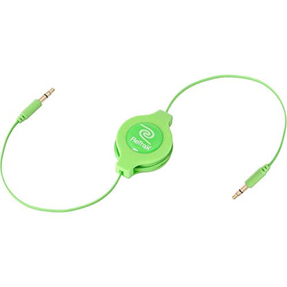 ReTrak Retractable AUX 3.5mm Audio Cable, Green (ETCABLE35GN) - color: Green, size: 5- Feet