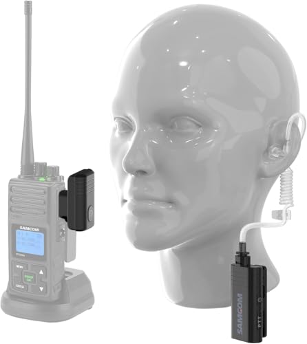 SAMCOM BTEAR01 Wireless Headset Earpiece Ear piece Clear Acoustic Tube | with PTT Microphone Mic 2 Pin Dongle 10 Working Hours for K plug FPCN30A/FPCN10A Radios,Radios Not Include - size: Wireless Earpiece