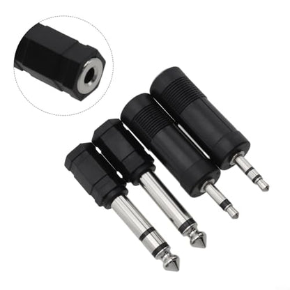 4PCS 3.5mm Female to 6.35mm Male Headphone Adapter Converter, Gold Plated Audio Jack for Guitar Microphone Studio Recording, Black