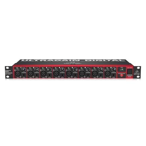 Behringer Ultragain Digital ADA8200 Audiophile 8 In/8 Out ADAT Audio Interface with MIDAS Mic Preamplifiers with 2x 25' XLR Cables