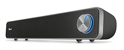 Trust Arys PC Soundbar, Speaker for Computer and Laptop, 12 W, USB Sound System, Metal Grill, Illuminated Volume Control, Speaker Bar for PC, Laptop, Mac - Black | USB Sound System, Metal Grill, Illuminated Volume Control, Speaker Bar for PC Laptop Mac -
