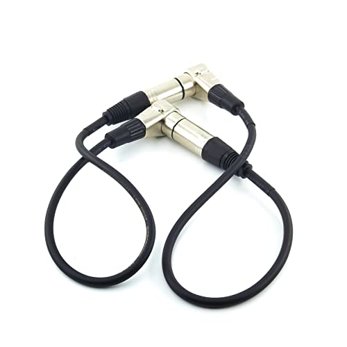 WJSTN Right-Angle Female to Straight Male XLR Cable 2FT, XLR Microphone Audio Extension Cord for Camera, Mixer, Audio Interface - size: 2FT