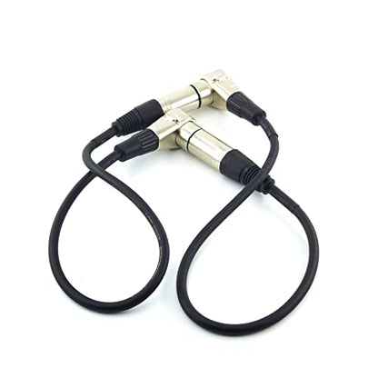 WJSTN Right-Angle Female to Straight Male XLR Cable 2FT, XLR Microphone Audio Extension Cord for Camera, Mixer, Audio Interface - size: 2FT