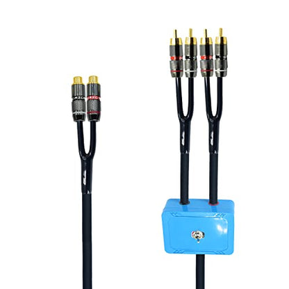 25ft Sound Channel swicher 2 female to 4 male RCA Switch Selector 2 in 1 Out R/L Stereo Audio 1 in 2 Out Stereo Audio Splitter with Mute Button No External Power Required CD Speaker dvd Player - size: 25ft, style: 2female-4male switch