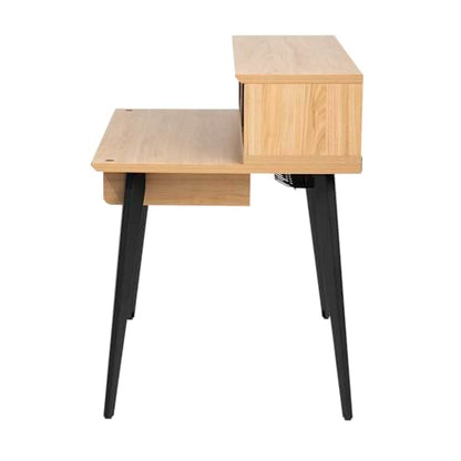 Gator Frameworks Elite Series Studio Desk Workstation with (8U) Adjustable Rack Shelves and Sliding Keyboard Tray; Natural Maple Finish (GFW-ELITEDESK-MPL) - color: Natural Maple, style: Main Desk