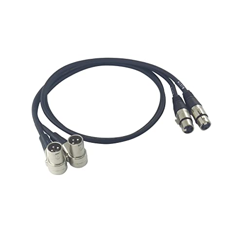 WJSTN 3FT Right-Angle Male to Straight Female XLR Cable, 2FT XLR Audio Adapter Cord for Microphone & Camera, 2 Pack - size: 3FT