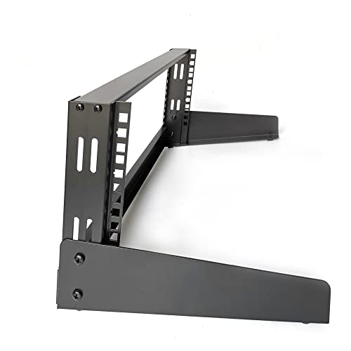 RIVECO 4U Network Rack Desktop 19 Inch 2 Post Open Frame Shelf with Reinforced Beam, Free Standing Tabletop Racks for IT Server Sound AV Equipment - size: 4U