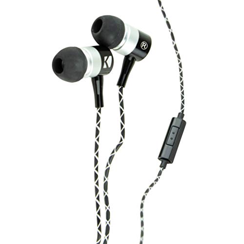 Kicker EB54 Wired Earbuds with Microphone | Great Gaming Earphones for PC, iOS & Android | Noise Cancelling Earbuds Wired with 3.5mm Plug | 53.15-Inch Cable with in-Line Mic and Control Button - color: EB54