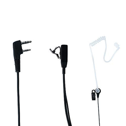 Caroo 2-Pin Acoustic Tube Earpiece Compatible with TK-3107 UV-5R 2-Pack | PTT Mic, Comfort, Hands-Free, Lightweight, Covert, Surveillance Headset, Kenwood Baofeng BF-888S UV-82 TK-2107 TK-3207