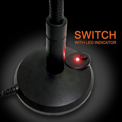 USB Desktop Microphone with LED Indicator, 360-Degree Adjustable Stand, Mute Button for PC, Laptop, Gaming, Streaming, Recording, Black