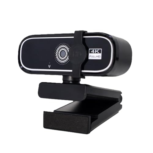 FHD 4K Webcam with AutoFocus, USB Desktop Camera, Black Webcam, Built-in Microphone for Video Conferencing, Online Meetings, Universal Tripod-Ready Clip fits laptops and LCD Monitors.
