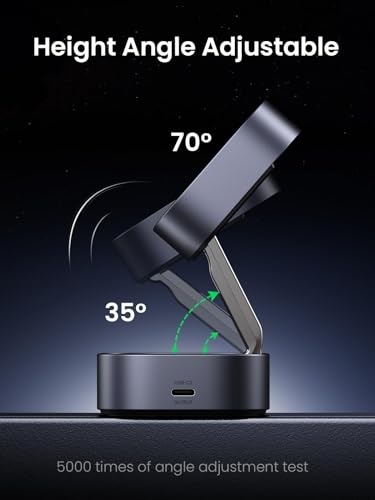 UGREEN MagFlow 2-in-1 Foldable Magnetic Wireless Charging Station | Adjustable Angle, Pocket-size Travel Design, for iPhone 17-12 Series and AirPods, USB C Cable Include