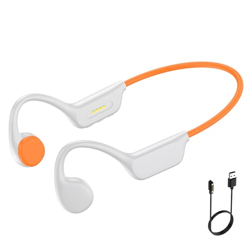 Bone Conduction Swimming Headphones -IPX8 Waterproof Earphones Built-in 32GB MP3 Player & 7-Hour Playtime,Bluetoeth 5.4 Open Ear Headphones with Underwater Earbuds for Swimming Outdoor Sports (White)