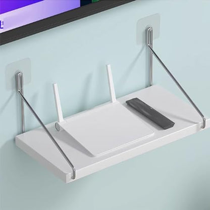HERCHR Small Floating Shelves, Speaker Shelves Cable Box Shelf Projector Shelf Router Shelf Wall Hanging Shelf Floating Entertainment Center Shelves for Home(White)