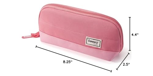 Sooez Wide-Opening Pencil Pen Case, Lightweight & Spacious Pencil Pouch Zipper Stationery Bag, Aesthetic Supply with Triangular Design for Adults, Pink - color: Pink