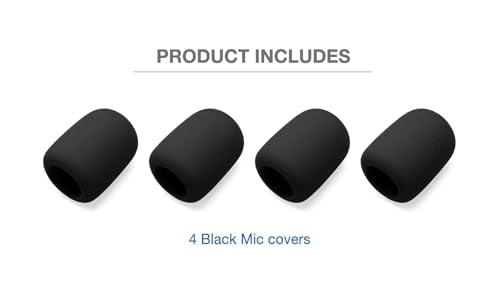 Foam Mic Cover Compatible with JBL PartyBox Wireless Mic Microphones, Wireless Two Microphone System, PartyBox Mic 100 Wird Microphone Sponge Windscreen Pop Filter 4-Pack, Black
