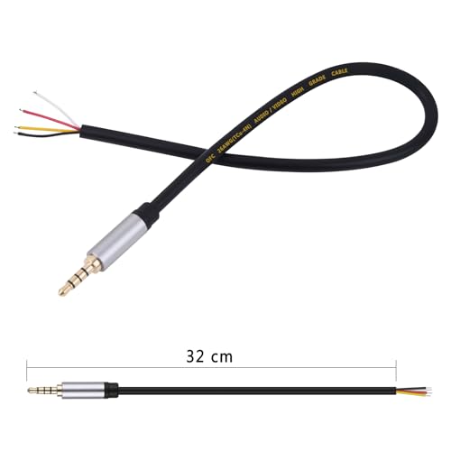 HIEbee Replacement 3.5mm 1/8" TRRS Stereo Male Plug to Bare Wire Open End Audio Cable for Headphone Headset Earphone