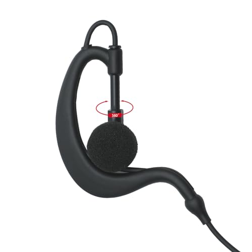 XPR3500e Earpiece Headset with PTT Compatible with Motorola Walkie Talkie | G-shape ear hook, low-profile PTT clip. Compatible with XPR3500e, XPR3300e, XIR P6600 Two Way Radio