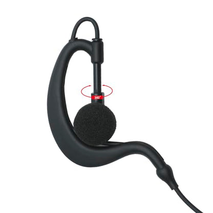 XPR3500e Earpiece Headset with PTT Compatible with Motorola Walkie Talkie | G-shape ear hook, low-profile PTT clip. Compatible with XPR3500e, XPR3300e, XIR P6600 Two Way Radio