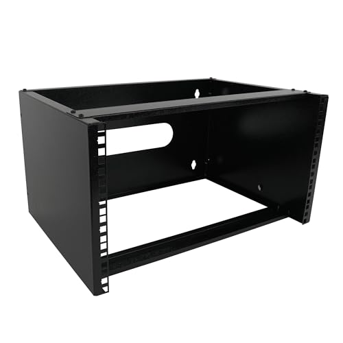 Pearington 6U Wall Mount Network Rack - 13.75 Inch Deep (Low Profile) - 19" Patch Panel Bracket for Shallow Server and IT Equipment, Network Switches - 44lbs/20kg Weight Capacity, Black (WALLMOUNT6) - size: 6U Rack