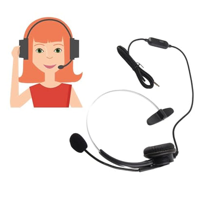 Wired Trucker Headsets, Mono Headset with Noise Cancelling Microphone, 3.5mm Call Center Headset for Cellphone Laptop, Professional Volume Control for Clear Calls, Comfortable Desi
