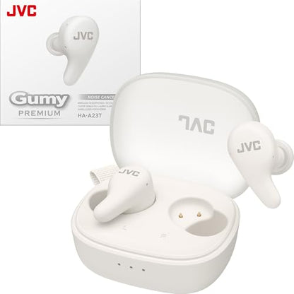 JVC Gumy Premium True Wireless Earbuds Noise Cancelling, Bluetooth 5.4 Headphones 26H Battery, ANC Ambient Mode, Gaming Low Latency, USB-C Case - color: White