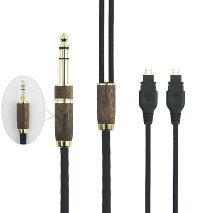NewFantasia 10ft Replacement Upgrade Audio Cable Compatible with Sennheiser HD650 HD600 HD580 HD660S HD660S2 HD58X HD6XX Headphone 7N OCC Copper Silver Plated Cord Walnut Wood Shell 3.5mm/6.35mm
