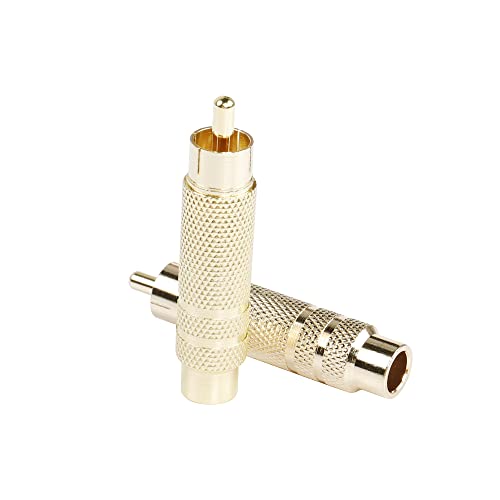 RCA to 1/4 Inch Adapter, Gold Plated RCA Male Plug to 6.35mm 1/4 Inch TS Female Audio Converter for Amplifiers, Speaker and More(2 Pack)