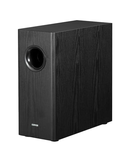 Edifier T5s Powered Subwoofer, 70W RMS, 8" Woofer, 35Hz Deep Bass, Black | Active Long-Throw Speaker, Built-in Amp, Low Distortion, Phase Selector & Energy-Efficient for Home & Studio Audio - color: Black