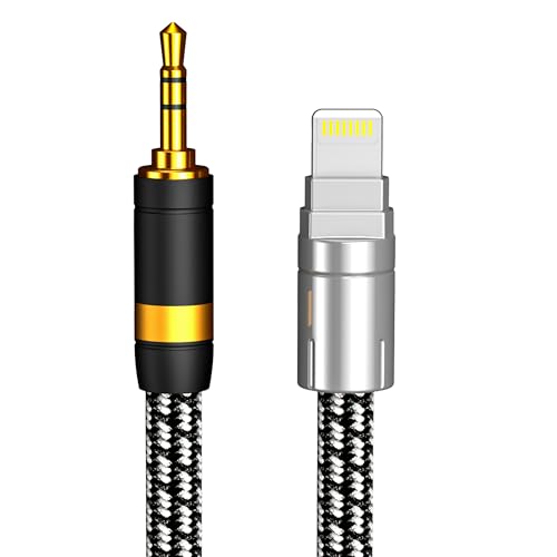 Lighting to 3.5mm Audio Cord 6.5FT, Audiophile Lighting to 1/8 Inch Aux Audio Cable Headphone Jack Adapter Male Aux Stereo Audio Cable Compatible for iPhone 14/13/12/11/XR/X/8/7 - size: 6.5ft, style: Lightning to 3.5mm