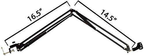 ChromaCast Pro Series 28" Scissors Arm Adjustable Microphone Desk Stand with Boom Suspension, Includes Mic Clip (CC-SDMIC-STAND-28)